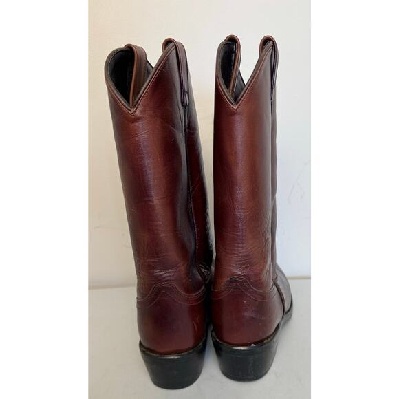 Men’s Cowboy Boots Leather Size 11EE
Dark Brown Red Side Loops Low Heel - Picture 6 of 13